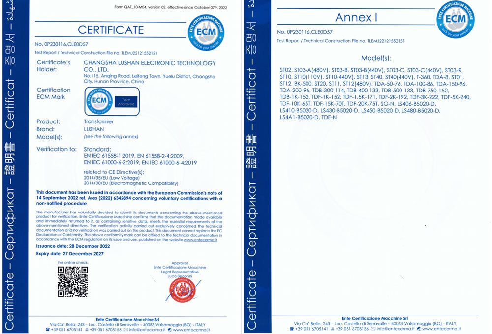 CE Certificate-power Transformer